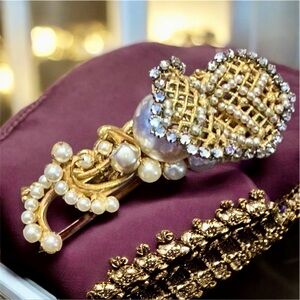 Magnificent Miriam Haskell Signed Brooch Russian Gold Filigree Baroque Pearls